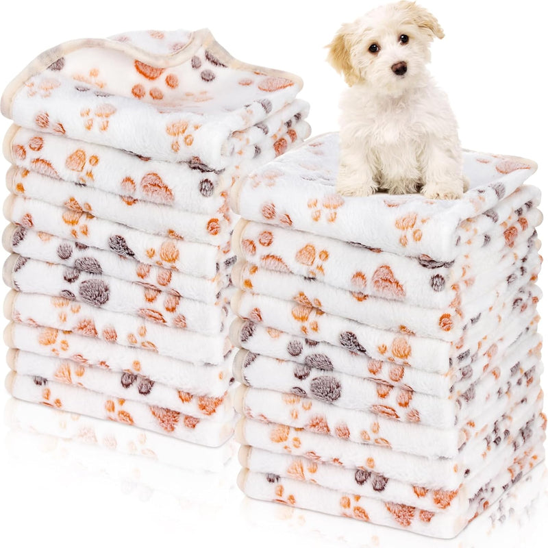 Chumia 40 Pcs Dog Blankets, Pink, Purple - Paw / White / 40