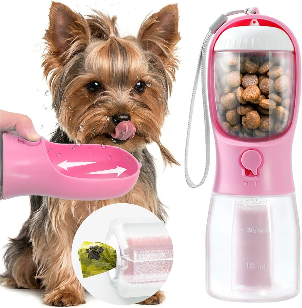 Portable Water Bottle for Small Dogs - Pink / 10oz