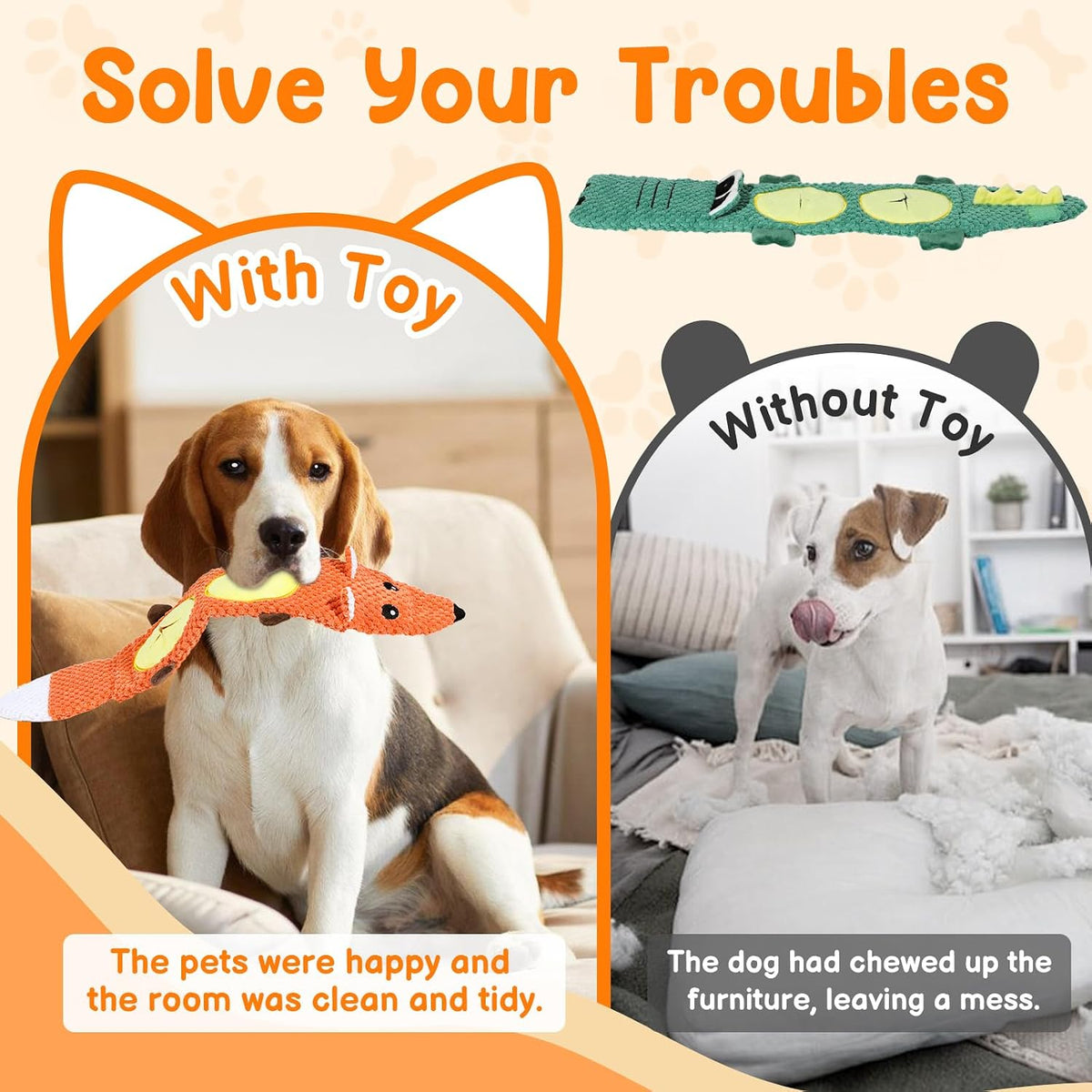 2-Pack Aggressive Chewer Toy, Squeaker & Puzzle, No Stuffing – Essentials for Dogs - image 4