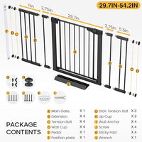 Cumbor 29.7-54.2" Wide Baby Gate for Stairs, Mom's Choice Awards Winner-Self Closing Dog Gate Indoor for Doorways, No Drilling Pressure Mounted Pet Gates for Kids, Easy Walk Through Safety Gate, Black