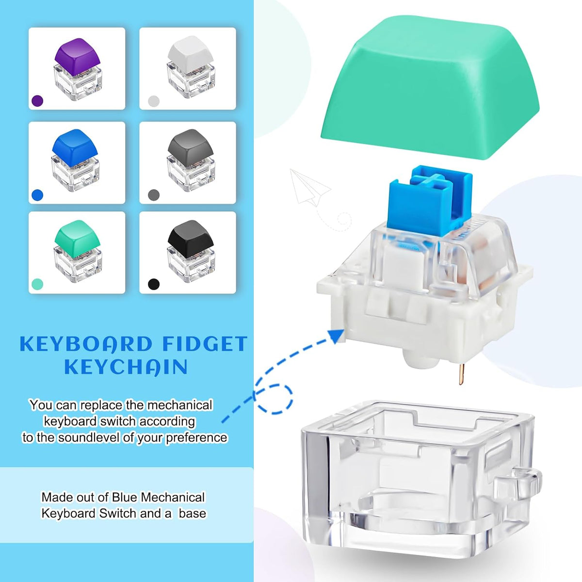 6 Pcs Keyboard Fidget Toy Keyboard Fidget Keychain - Dark / Classic / 6 - image 3