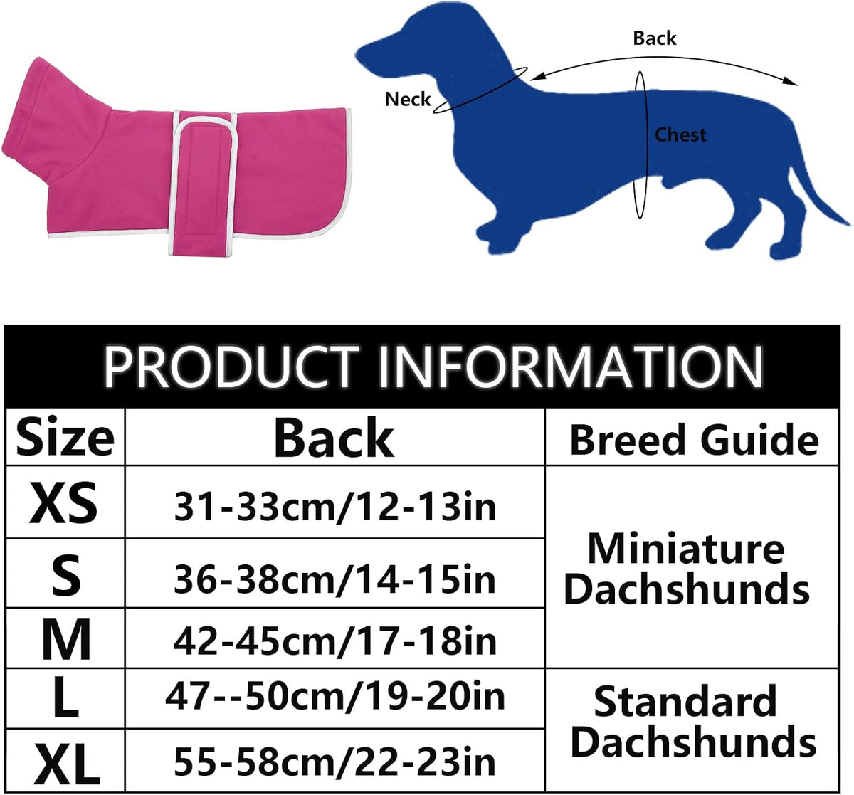 Dachshund Sweaters, Dachshund Coat Perfect Dog Winter Coat with Padded Fleece Lining - X-Small / Pink - image 4