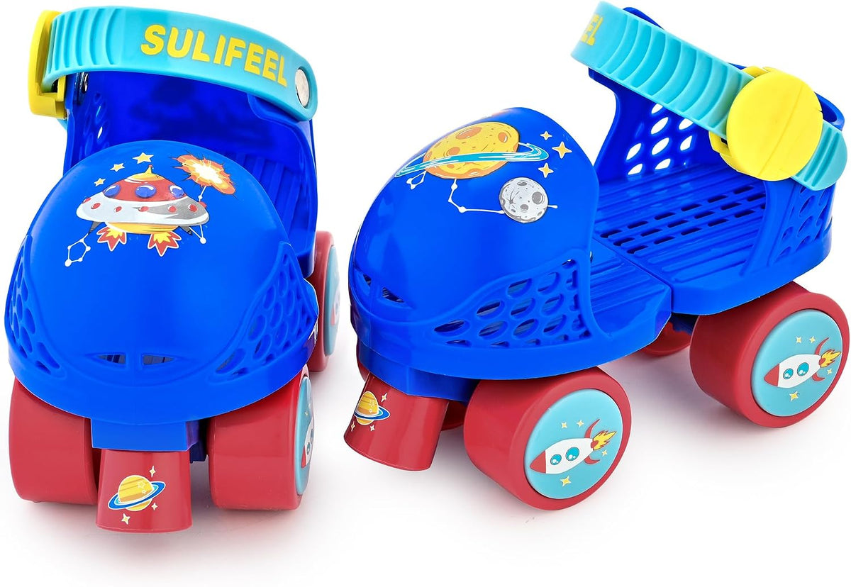 SULIFEEL Kids Adjustable Quad Roller Skates for Girls and Boys – Fun for Kids & Family - Space Blue