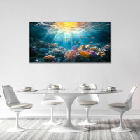 Quorin Ocean Large Wall Art Undersea Coral Reef Fish Pictures Sea Nautical Wall Decor Canvas Print Painting Artwork for Bathroom Living Room Bedroom 30"x60"