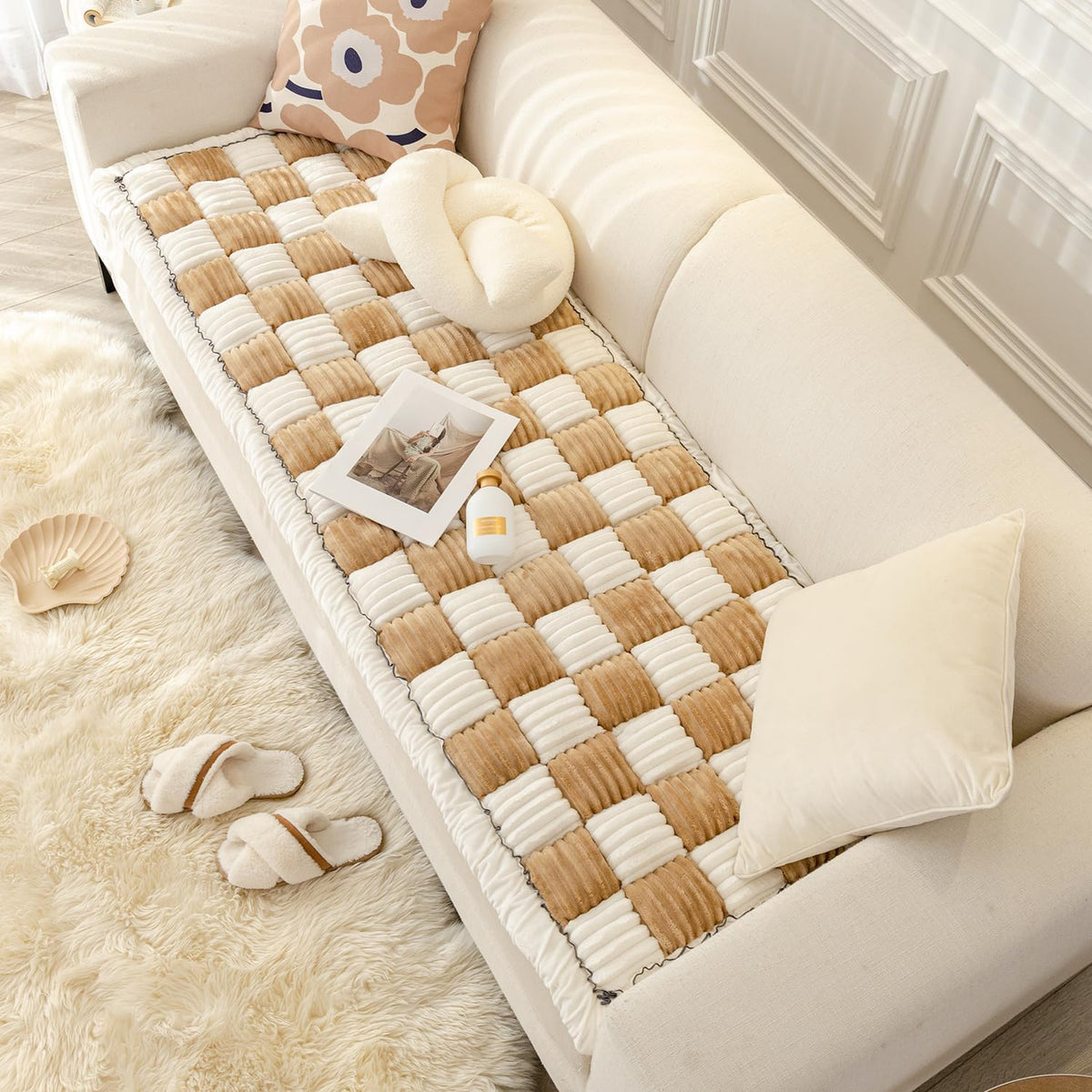 Dog Couch Cover Protector - 27x82inch / Light Coffee - image 2