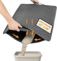 Cat Litter Mat Compact Size 23.6"x14.6" for Small Spaces - Gray / 27" x 19" (1 Pack)