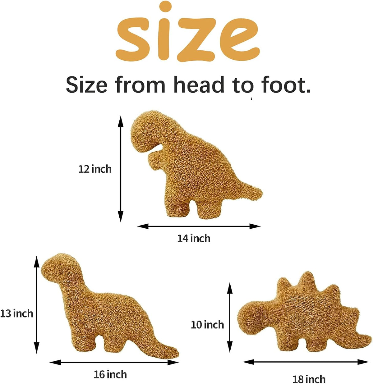 3 Packs Dino Nugget Pillow Plush - 3 Pack 18 Inch Dino - image 3