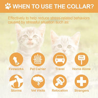 4 Pcs Cat Calming Collar Adjustable Lavender Scent Relaxing Cat Collar with 2 Pendant for Puppies Reduce Stress Aggression Anxious, up to 15 Inches(Orange)