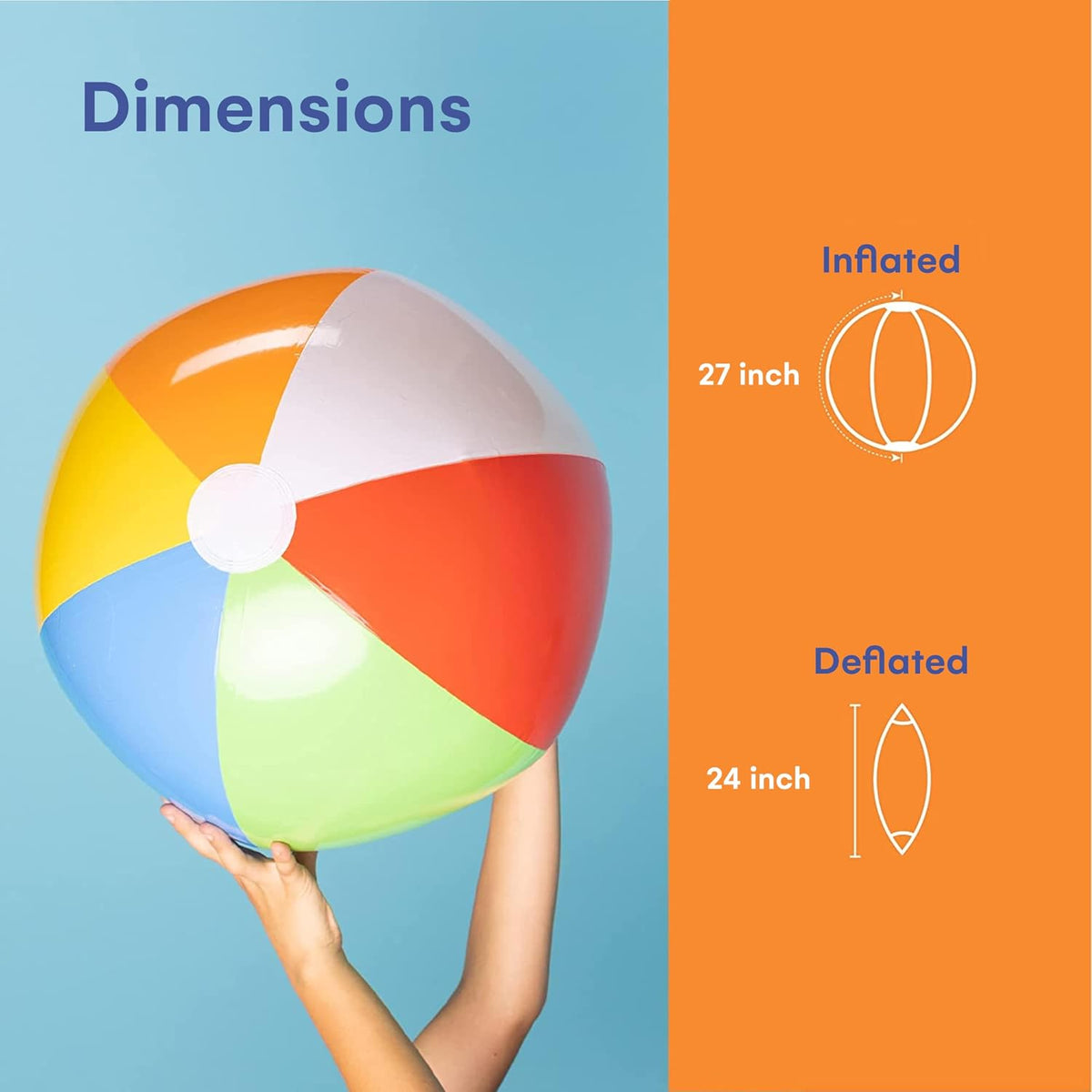 Top Race 6 Pack Inflatable Large Beach Balls 24 inch Pool Ball Summer - image 4