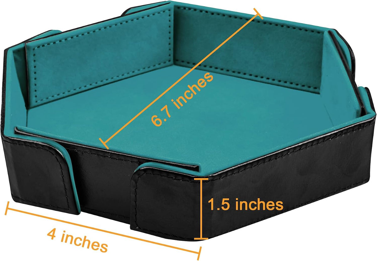 SIQUK magnetic folding hexagon dice tray in PU leather with velvet lining - view 18