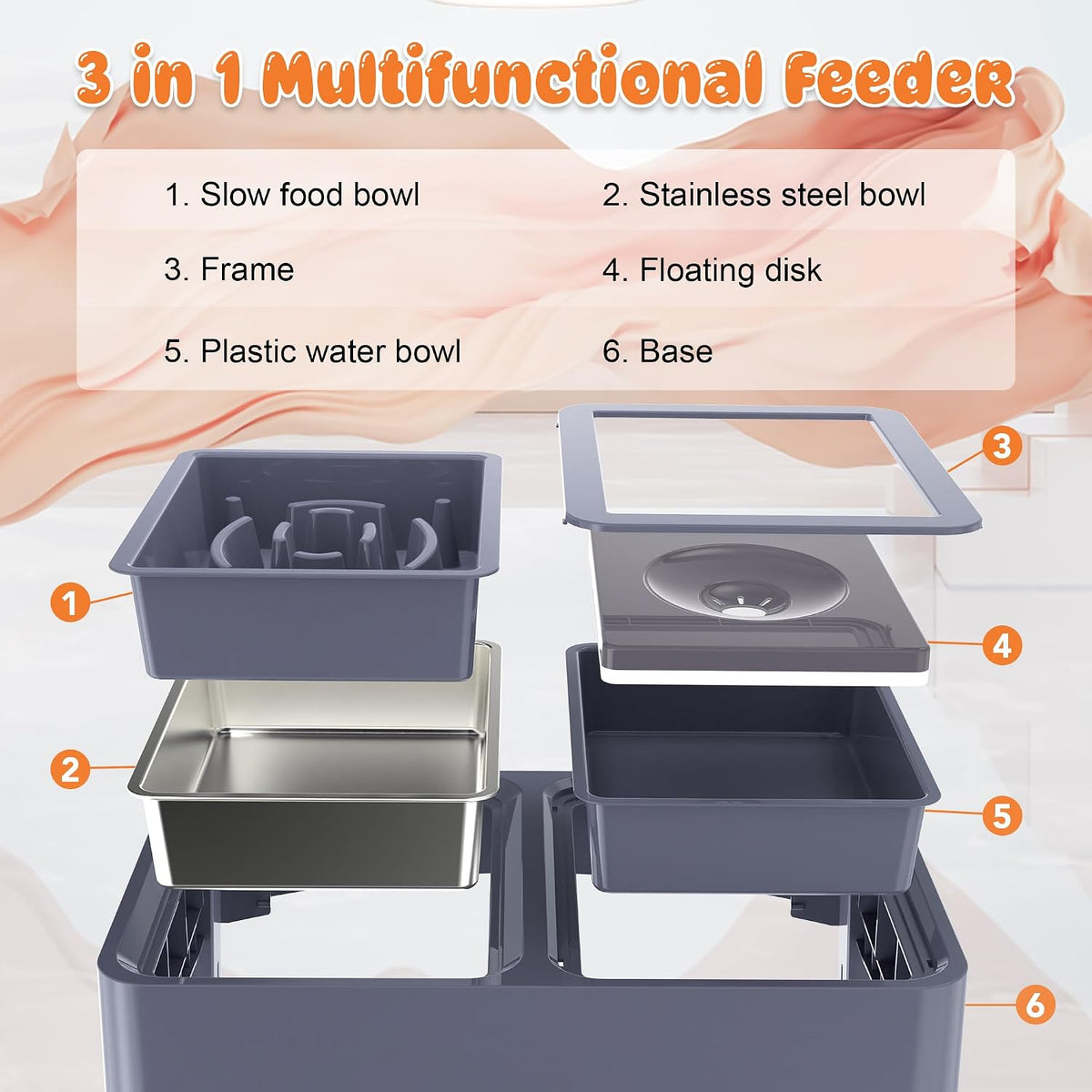 3-in-1 Elevated Dog Bowls with 4 Height Adjustable Raised Stand – Essentials for Dogs - Blue / 3-in-1 Dog Bowls Set - image 4
