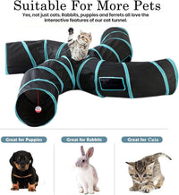 Upgraded Cat Tunnel Toy with 5 peek-a-Boo Windows - 4-way Black - image 3