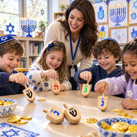 Let's Play Dreidel The Hanukkah Game 2 Extra Large Wood Dreidels - 10-Pack XL Dreidels - image 2