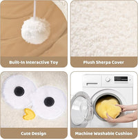 EHEYCIGA Cat Tunnel Bed for Indoor Cats, Cute Cat Donut Toy Tunnel for Small Large Cats with Washable Circle Cushion, Peekaboo Pet Cave Play Tunnel for Kitten, Puppy, Rabbit