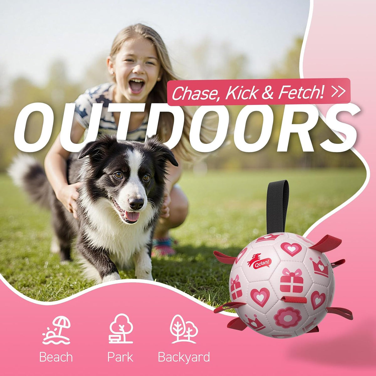 QDAN Dog Balls, Herding Balls for Dogs - Pink / Large Size 3 (8 Inch) - image 4