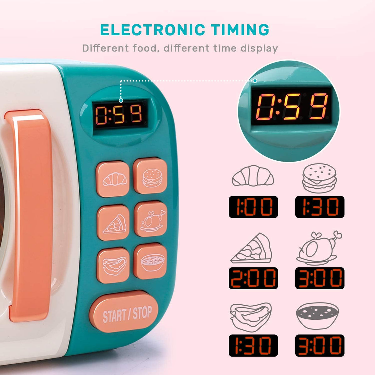 CUTE STONE Microwave Toys & Oven Playset with Cool Mist Spray Sound - Teal - image 4