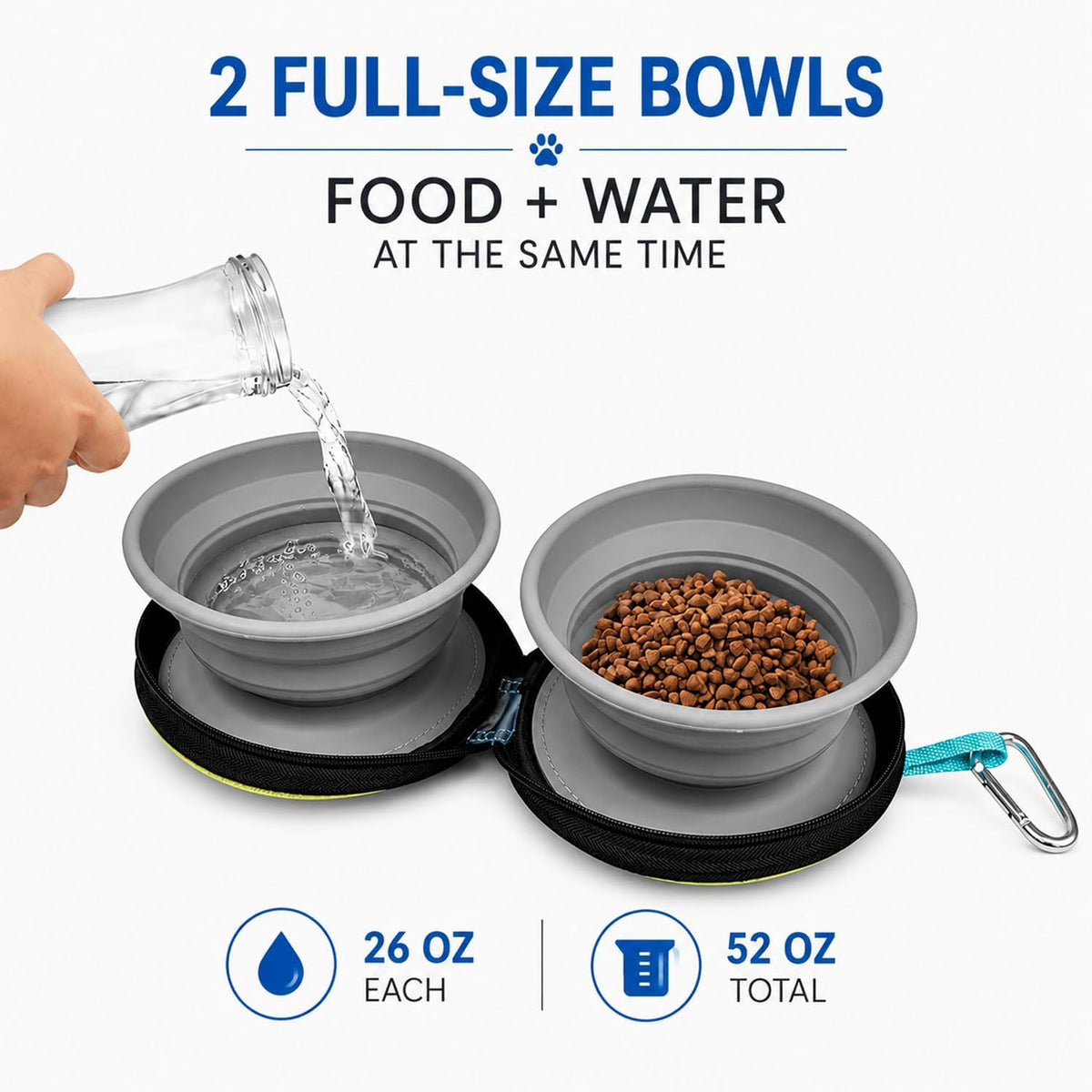 KALLAK Travel Dog Bowls, 2 Collapsible Bowls with Zipper Carrying Case – Essentials for Dogs - image 2
