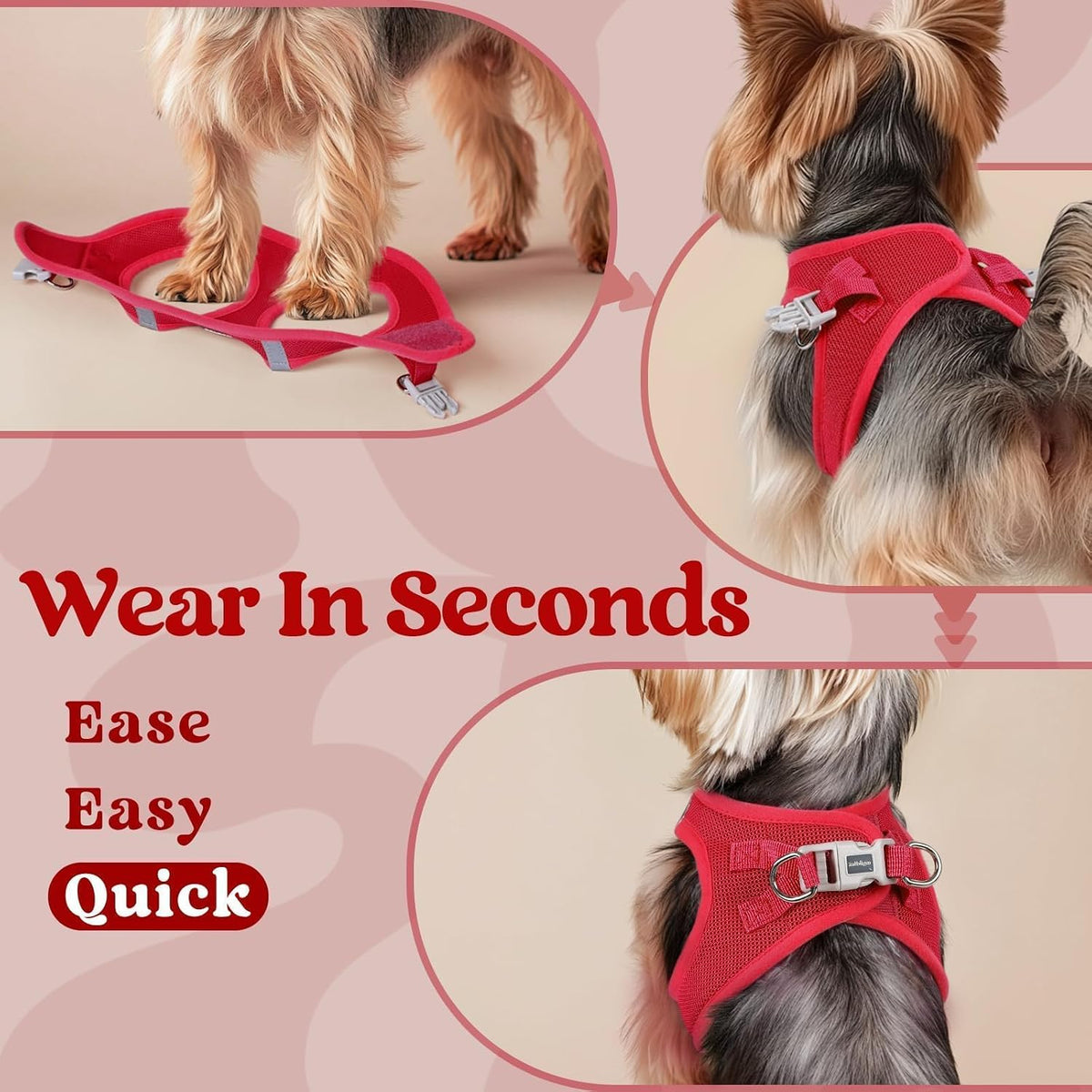 rabbitgoo Step-in Small Dog Harness - Red / Xl(chest:20.0"-21.8") - image 3