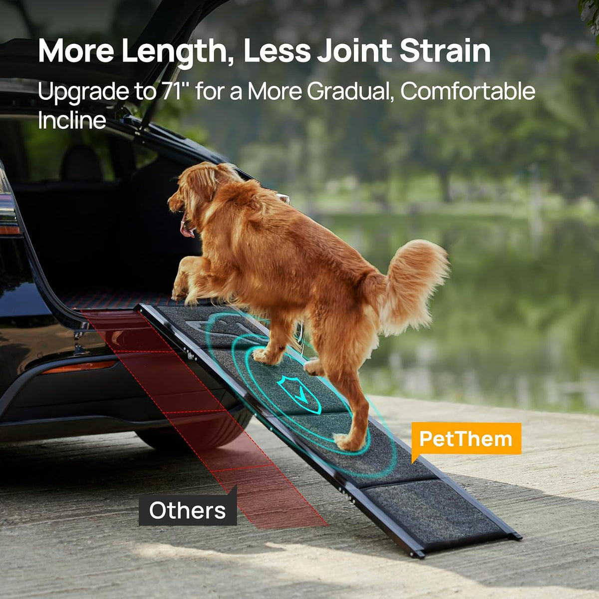 Dog Ramp for Cars, 71" L × 17.2" W, Extra-Long Foldable – Essentials for Dogs - 71" L x 17.2" W with Dog Pattern Upgraded - image 2