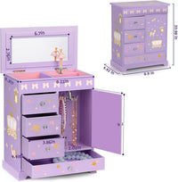 Jewelry Box for Girls 8.9 x 4.92 x 10.98 inch Large 5 Layer Music Box - Purple - image 3