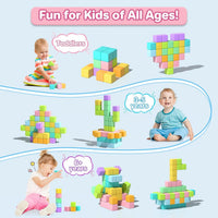 Large Magnetic Blocks,56PCS 1.34in 3D Building Cubes for Kids Ages 3+ – Fun for Kids & Family - Pastel-28PCS（1.34in） - image 4