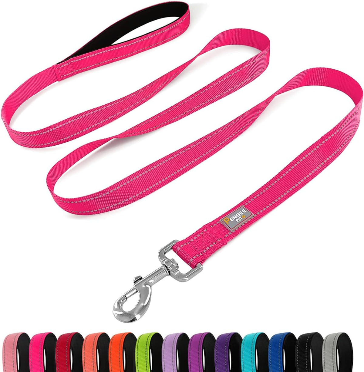 6 FT Basic Dog Leash for Medium Dogs - Refl Hot Pink / Medium : 3/4" x 6 FT