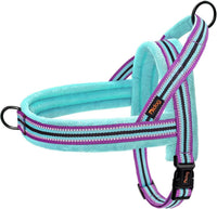 No Pull Dog Harness for Small Dogs, Soft Flannel Padded, XS - M:chest 21-27" / Mixed-Blue