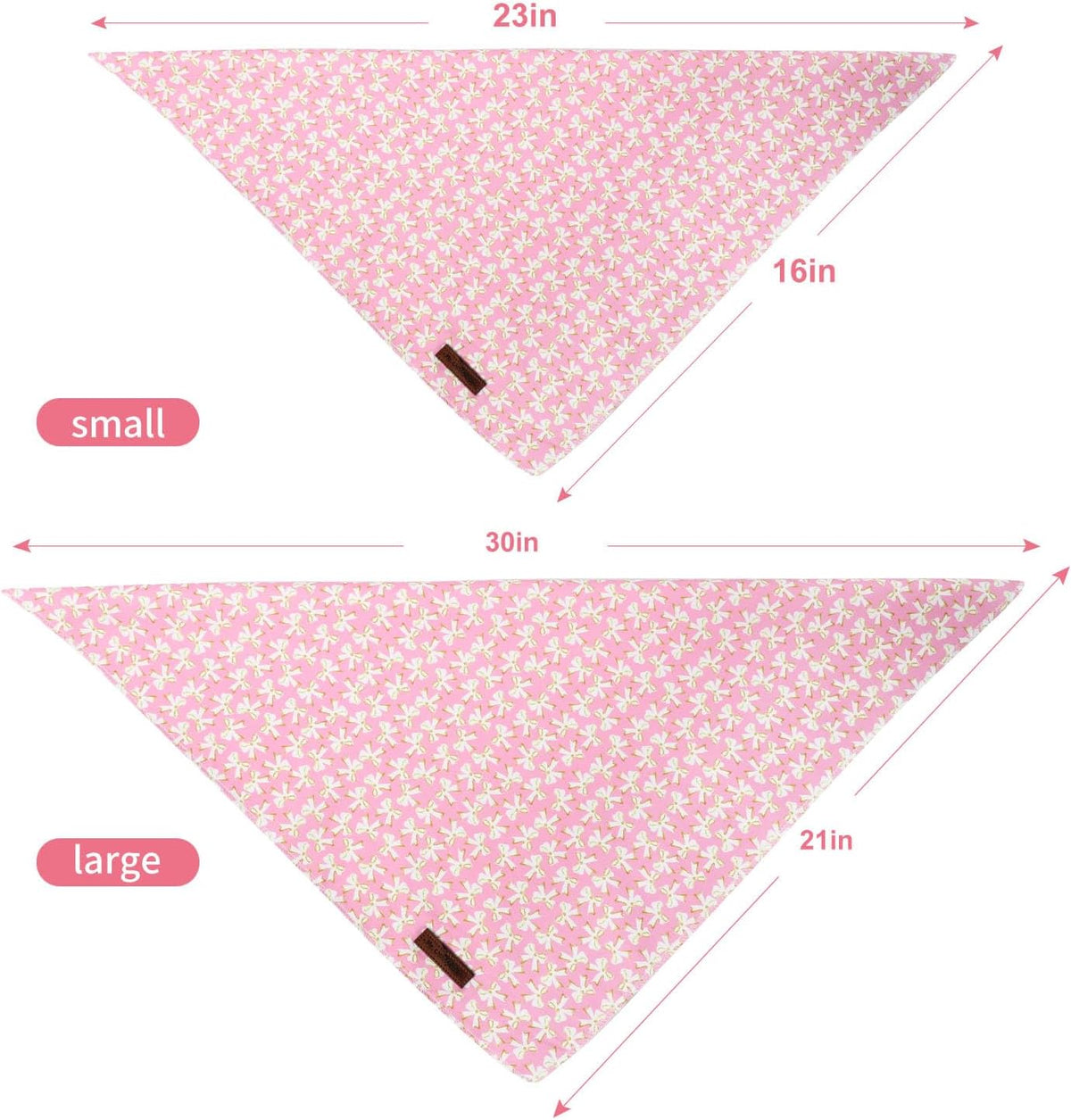 MR. CHUBBYFACE Fall Orange Plaid Dog Bandanas Reversible Triangle - C:Pink Bow / S - image 3