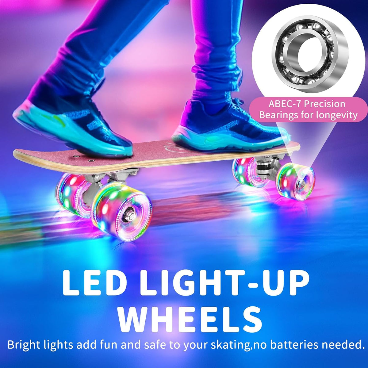 BELEEV 22 inch Skateboards for Kids - Light Pink - image 2