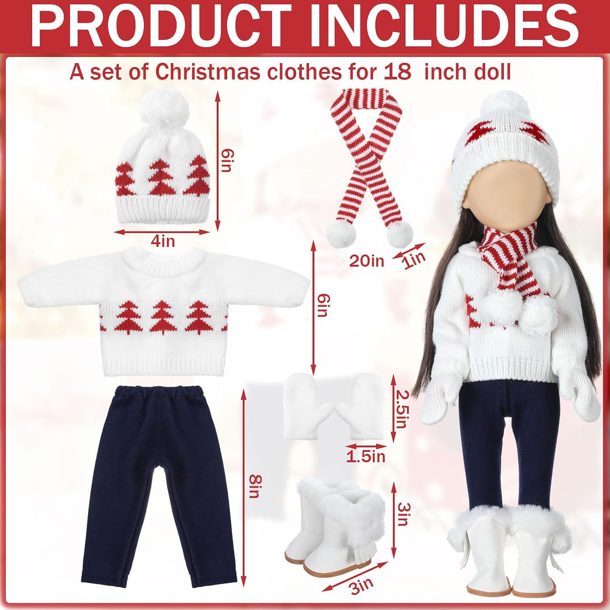 Bencailor 18 inch doll clothes set with jacket, vest, pants, hat and high boots in Christmas cowgirl - view 33