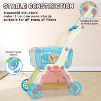 Ming You 2-in-1 Kids Shopping Cart Toy with Pretend Play Foods - Blue - image 4