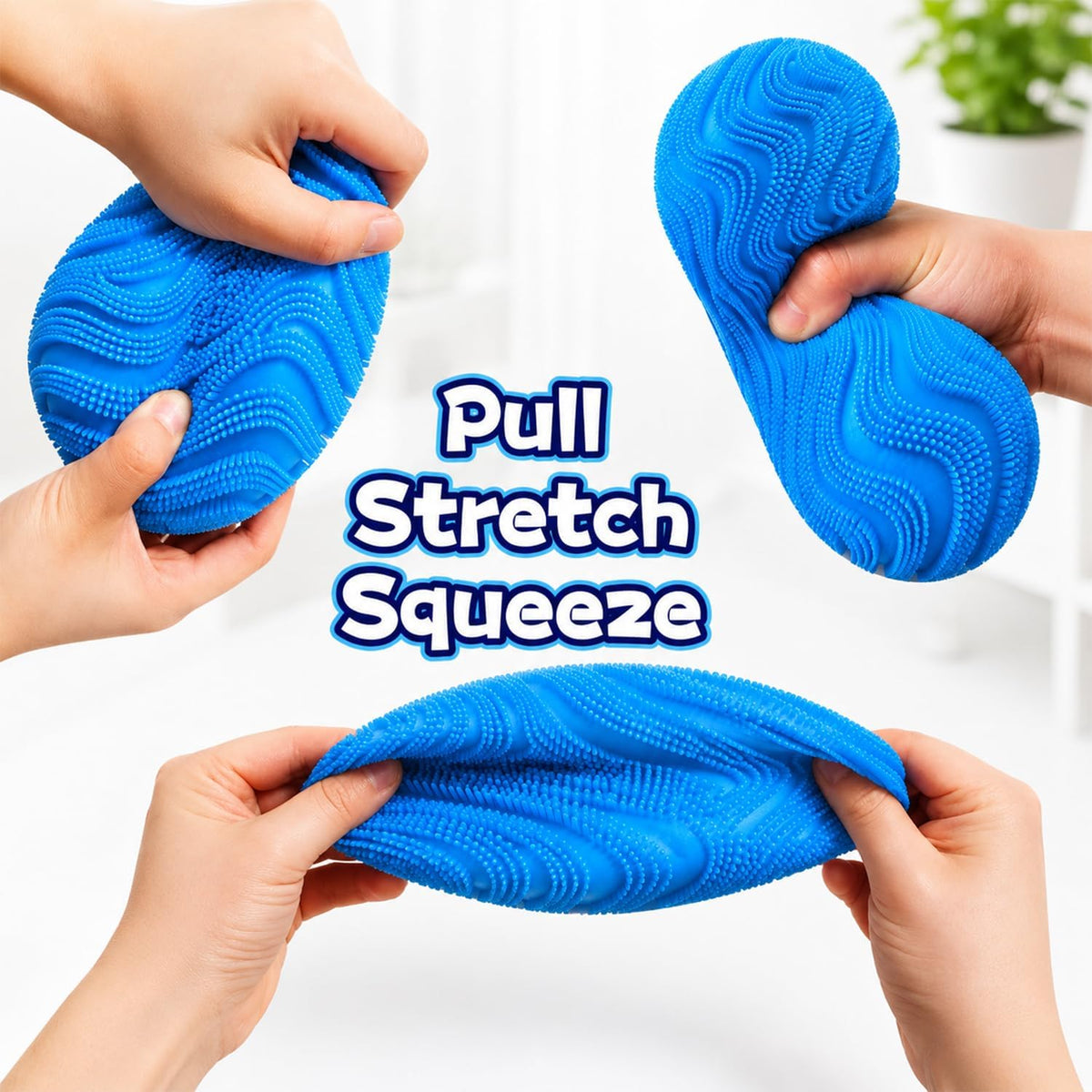 Fuzz Ball Squishy Stress Ball - Blue Ball - image 3