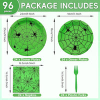 Gistome 96-piece Halloween spider web tableware set with plates, napkins and forks - view 7