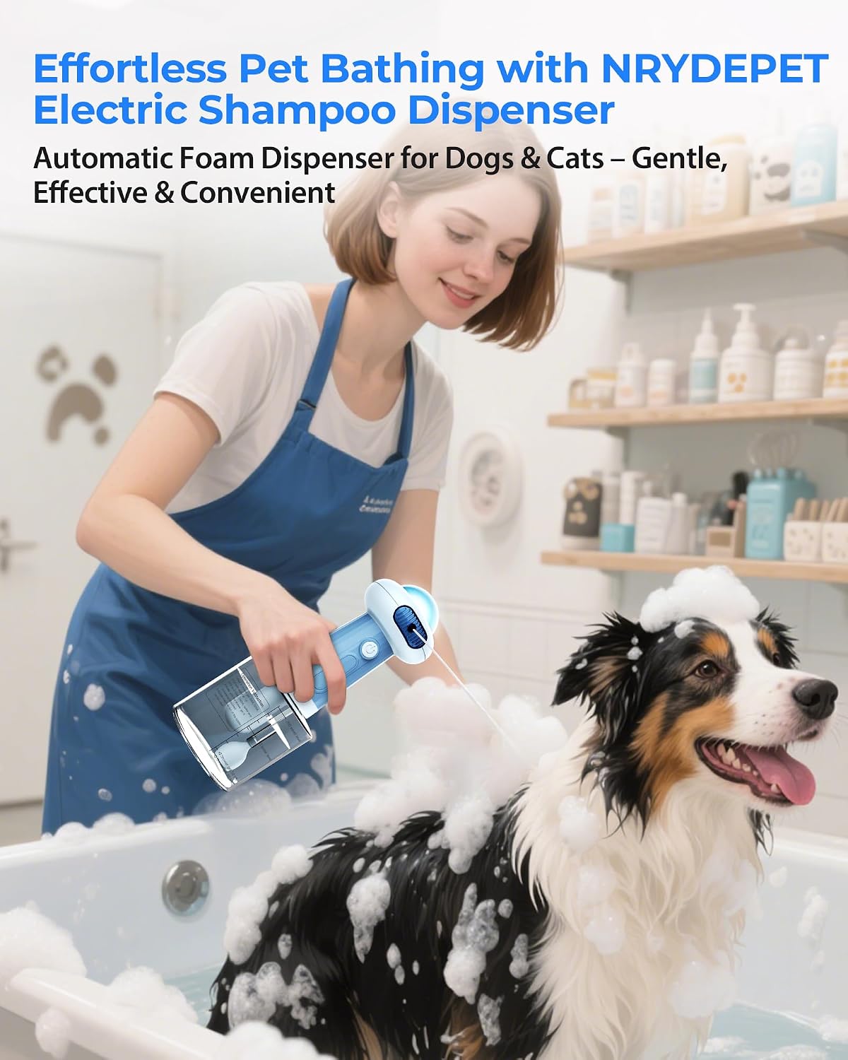 Electric Dog Shampoo Dispenser & Foam Sprayer - Blue UFO - image 4