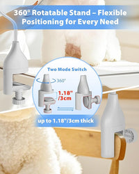2-in-1 Hands-Free Dog Hair Dryer with Table Clamp – Low Noise Pet Grooming Dryer for Dogs & Cats, Adjustable Heat & Speed, Wearable or Desktop Use(Gray)