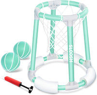 Sloosh Pool Basketball Hoop Set, Floating Basketball Pool Game - Green