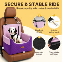 ALL GOOD PET SUPPLIES Dog Car Seat for Small/Medium Dogs Under – Essentials for Dogs - Purple - image 2