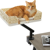 PAWZ Road Cat Desk Bed 360°Rotating Supports to 50 Lbs Cozy Nest - Beige / Wicker