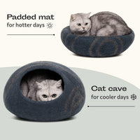 Cat Cave, New Zealand Wool Bed for Indoor Cats - Slate Gray / Medium - image 4