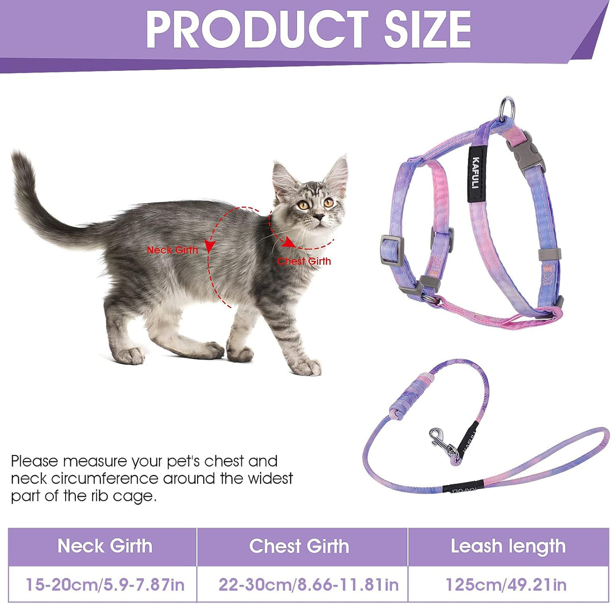 TIESOME Cat Harness and Leash Set - Gradient Purple - image 2