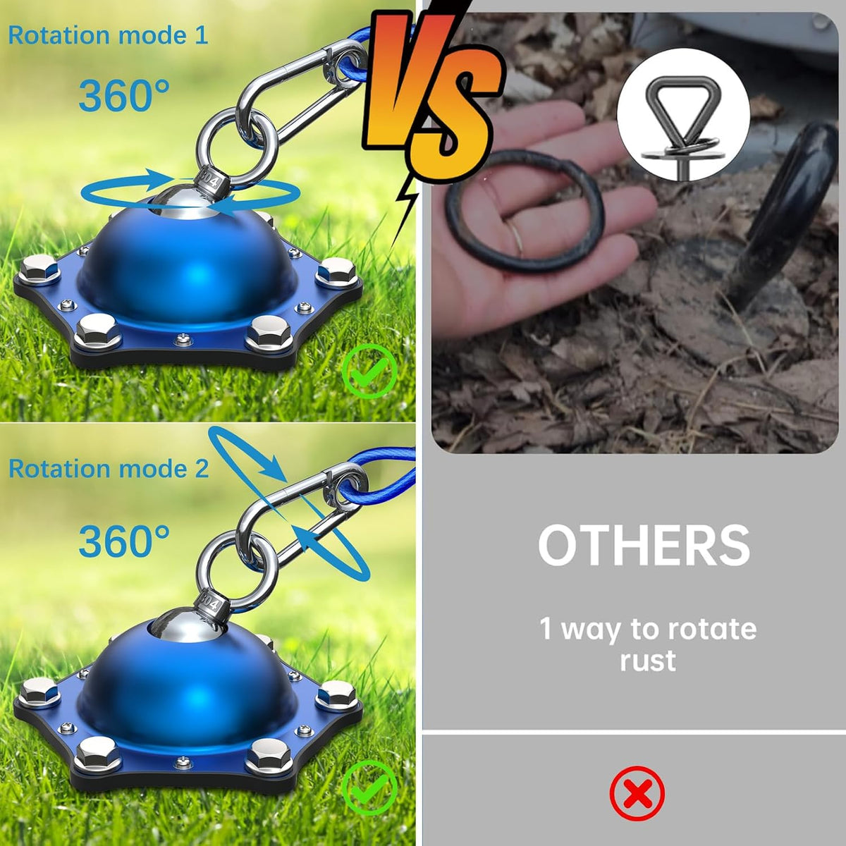 Dog Tie Out Cable and Stake for Camping, 360°Swivel Dog Run - Dog Stake/NO CABLE/150lbs - image 4