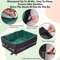 Travel Litter Box for Cats, Foldable Portable Litter Box, Leak Proof Cat Travel Carrier with Kitty Litter Scoop Bowl, Collapsible Waterproof Odor Free Easy Carrier for Car Outdoor, X-Large