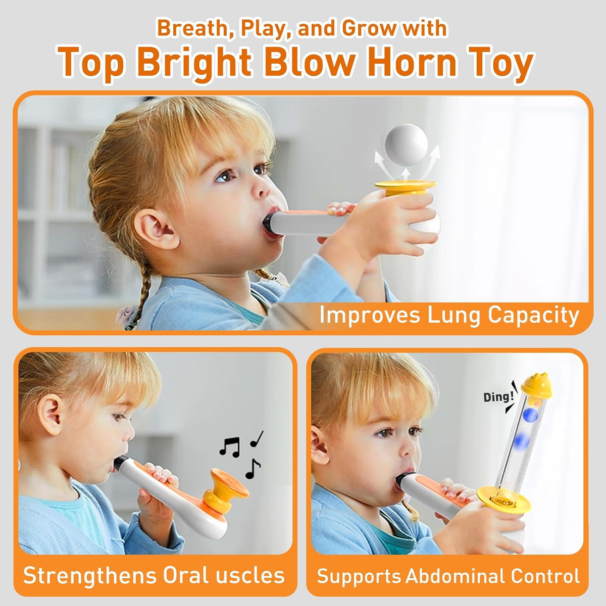 TOP BRIGHT 3-in-1 ball blowing toy with whistle, blow pipe and floating balls - view 2