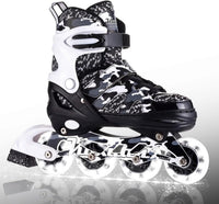 Kuxuan Boys Adjustable Inline Skates with Light up Wheels for Kids - Black Camo / Medium(Kids 13-3 US)