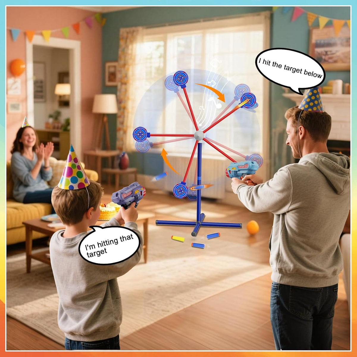 Rocket Shooting Games Toys with Rotating Target 2 Toy Guns 20 Foam - Multi-colored - image 3