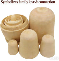 MAGIKON set of 5 unpainted wooden nesting dolls in natural sanded wood, largest 5 inches - view 4