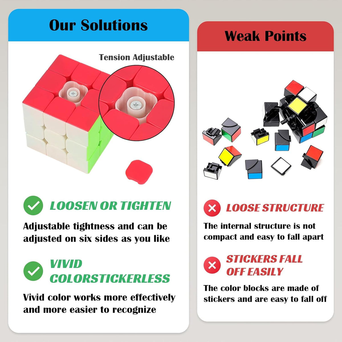 3x3 Speed Cube Stickerless with Stand & Tutorial Toy Gift for Boys - 3x3 Speed Cube - image 2