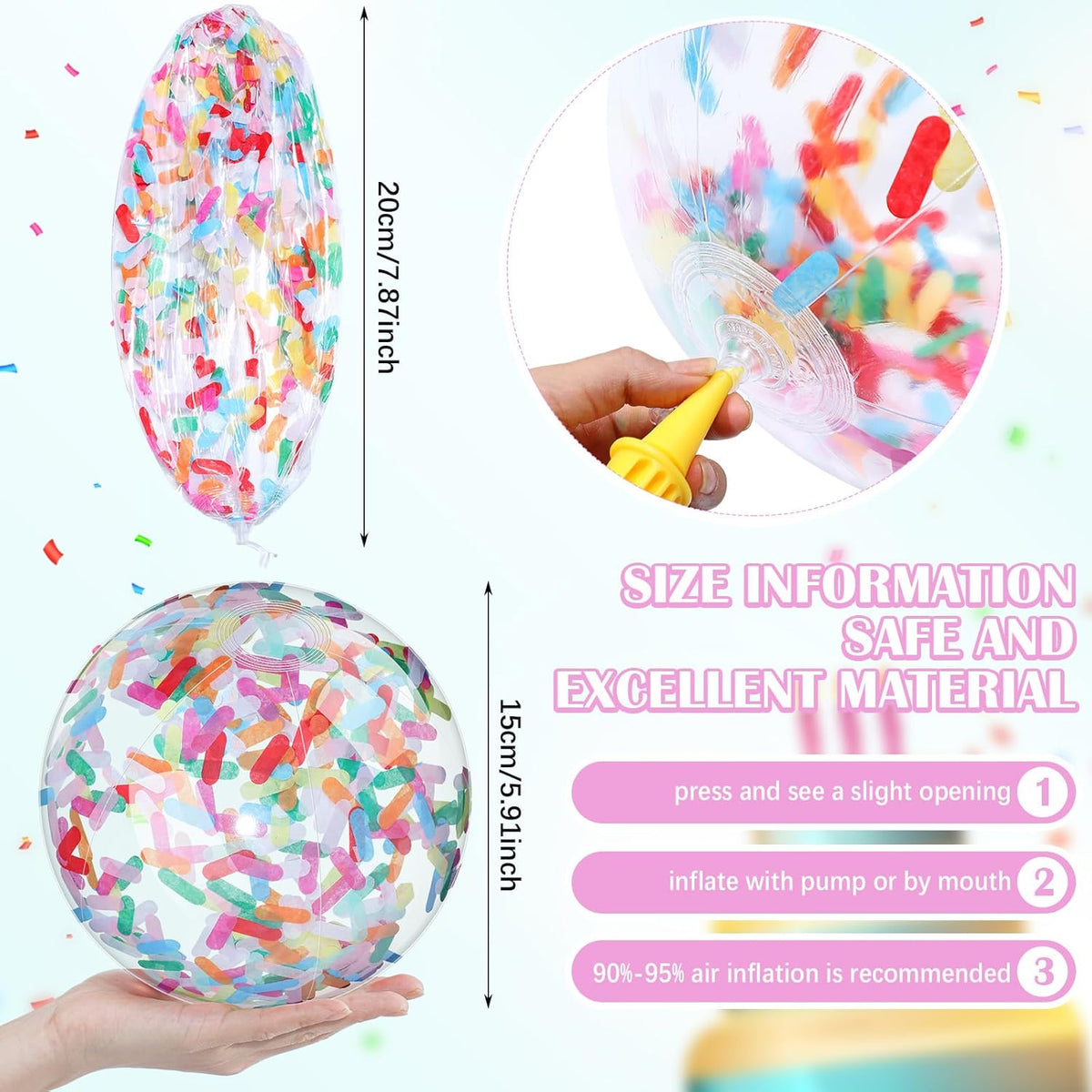 Yinder 24 Pcs Clear Beach Balls Inflatable Bubble Ball Decorations - Cute / Colorful - image 3