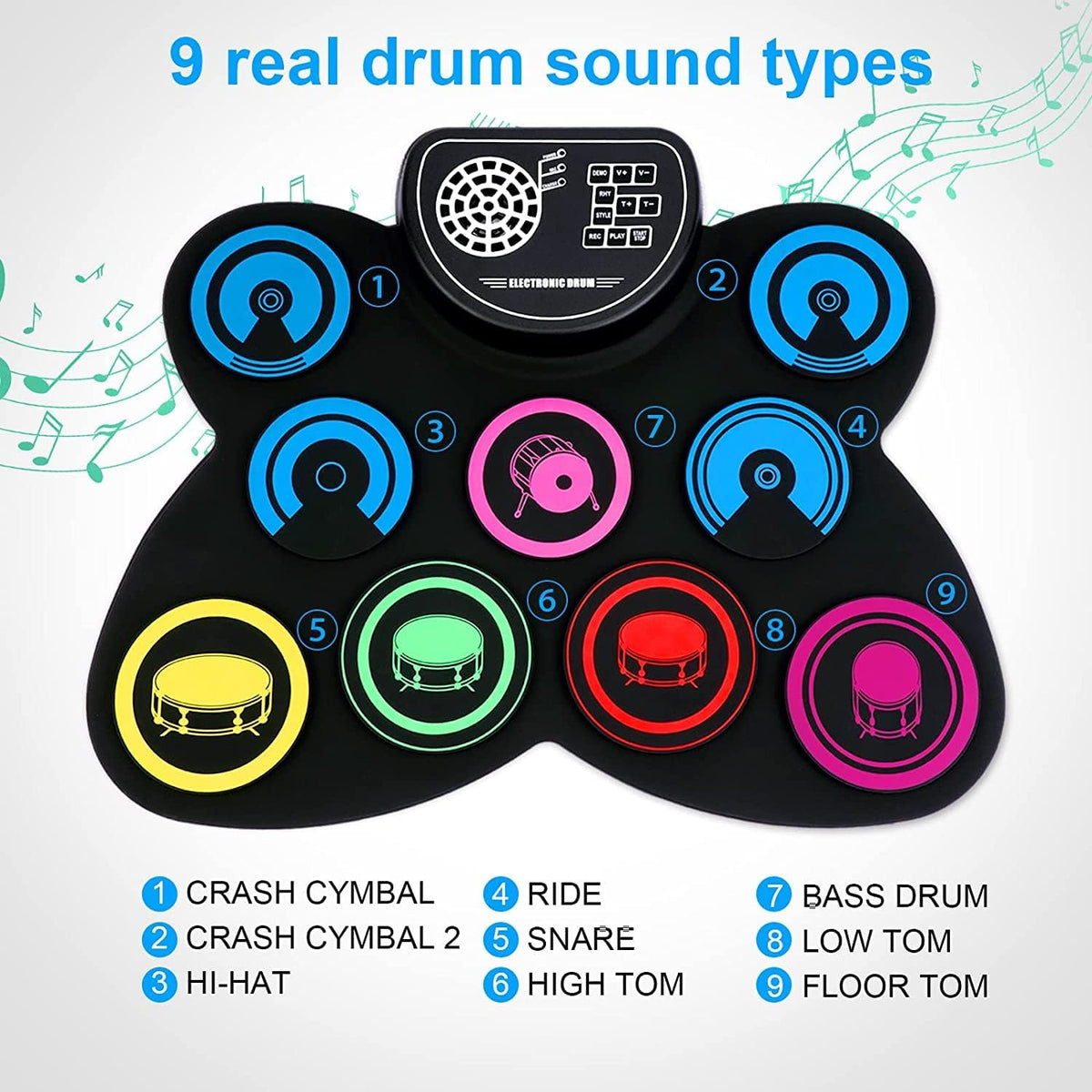Electric Drum Set, 9 Drum Practice Pad - multi-colored - image 2