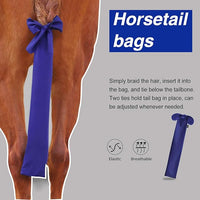 Harrison Howard Stretchy Tail Guard - Breathable Horse Tail Protection, Slip On Design, 2 Strand Closure Straps, 22" L Length - Navy